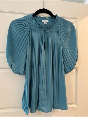 Current Air Pleated Puff-Sleeve Blouse